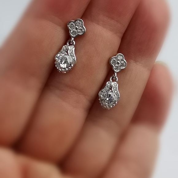 Vintage Revival Sterling Silver CZ Earrings - Picture 6 of 7